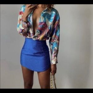 NWT Zara blue mini skirt size small